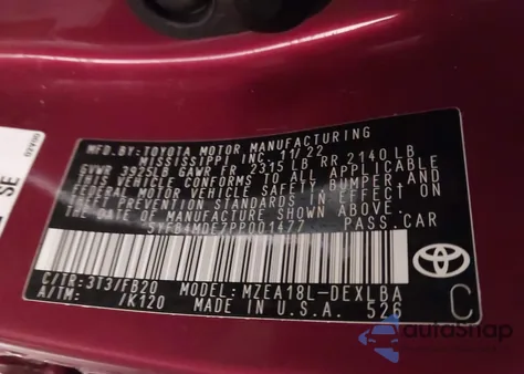 2023 Toyota Corolla Le from USA, damaged, VIN 5YFB4MDE7PP001477